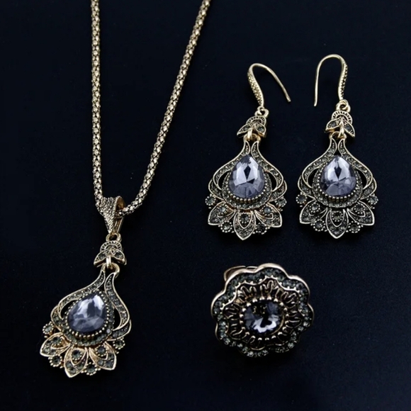 Turkish Vintage Style Jewelry Set forWomen,NEW,3Pcs,WeddingHandmadeGift - Picture 5 of 10